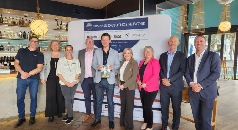 Paddy Gower and Business Excellence Network Sponsors at a breakfast at Regatta